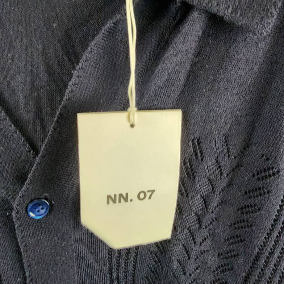 NN07 Bjarki 6539 Knit Cardigan Sweater Men's S Navy Blue Wool Blend Button Front