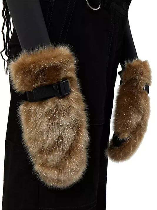 Apparis Lumi Faux Fur Gloves Women's No Size Fawn Adjustable Buckle Closure~