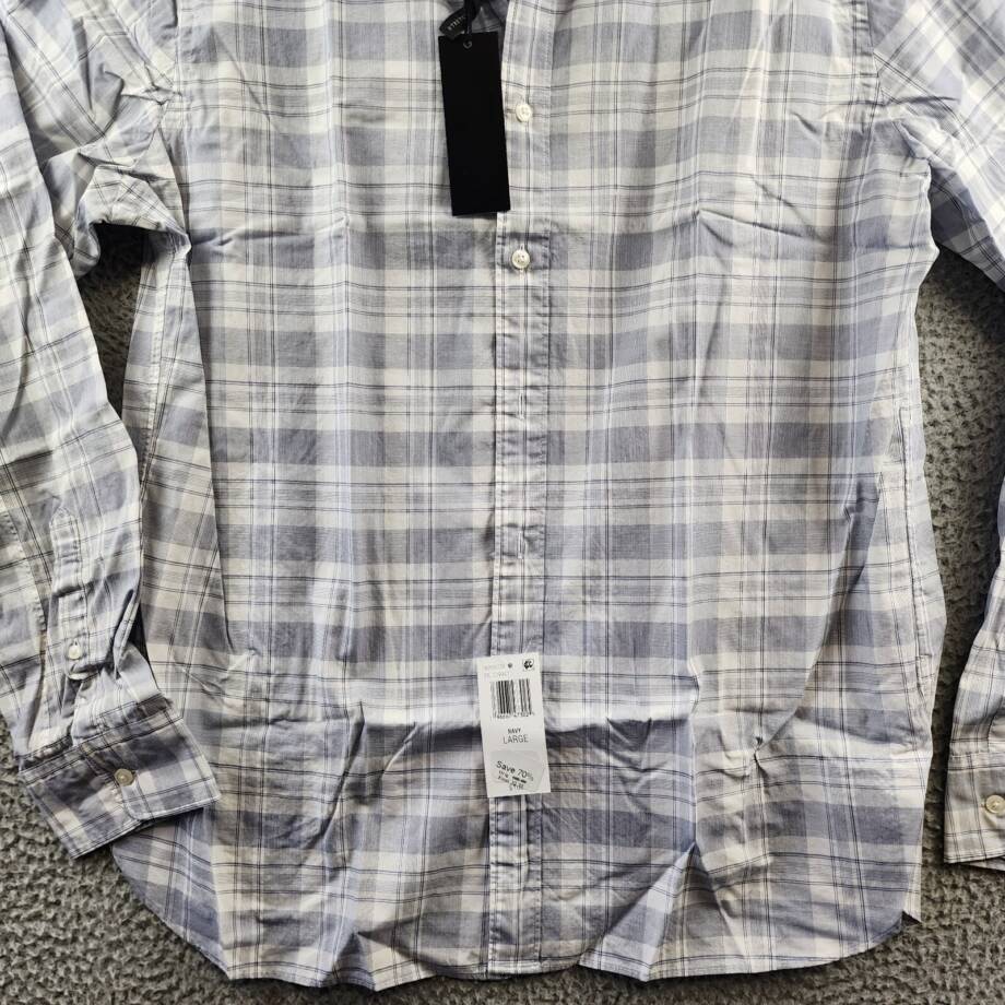 The Men's Store at Bloomingdale's Slim Fit Button Up Shirt Men's L Navy/White