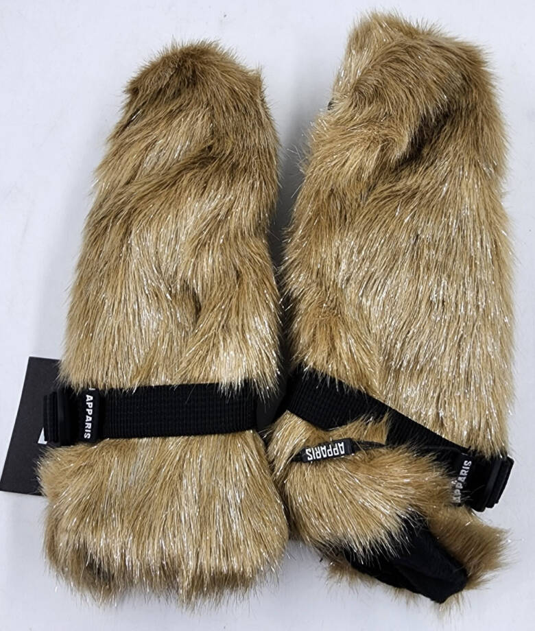 Apparis Lumi Faux Fur Gloves Women's No Size Fawn Adjustable Buckle Closure~