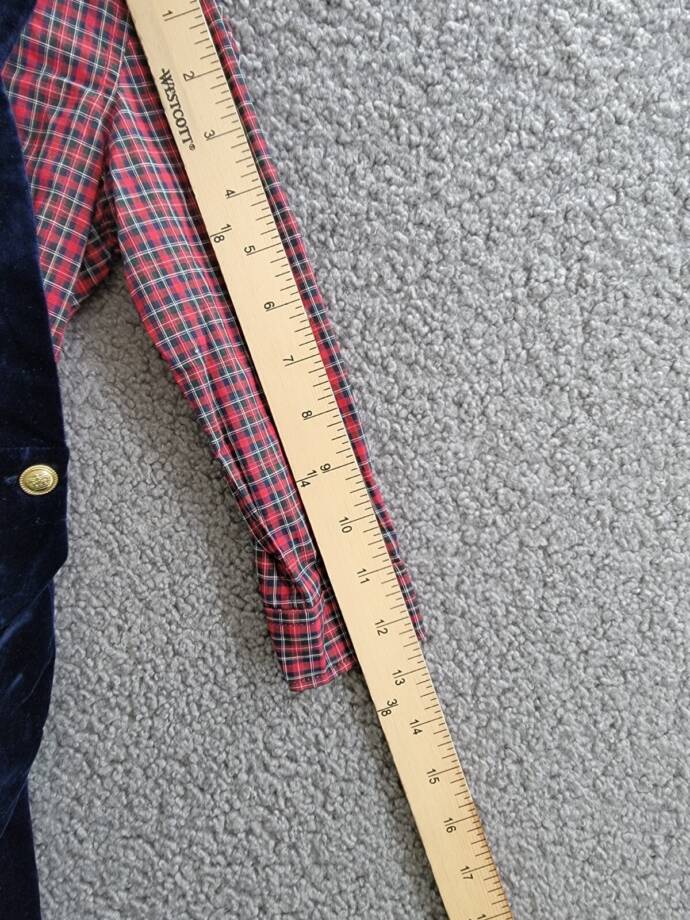 Ralph Lauren Plaid Shirt & Velvet Overall Set Little Boys 24M Navy Multi L/S