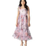Rare Editions Floral-Print Organza Maxi Dress Big Girls' 16 Lavender Back Zip