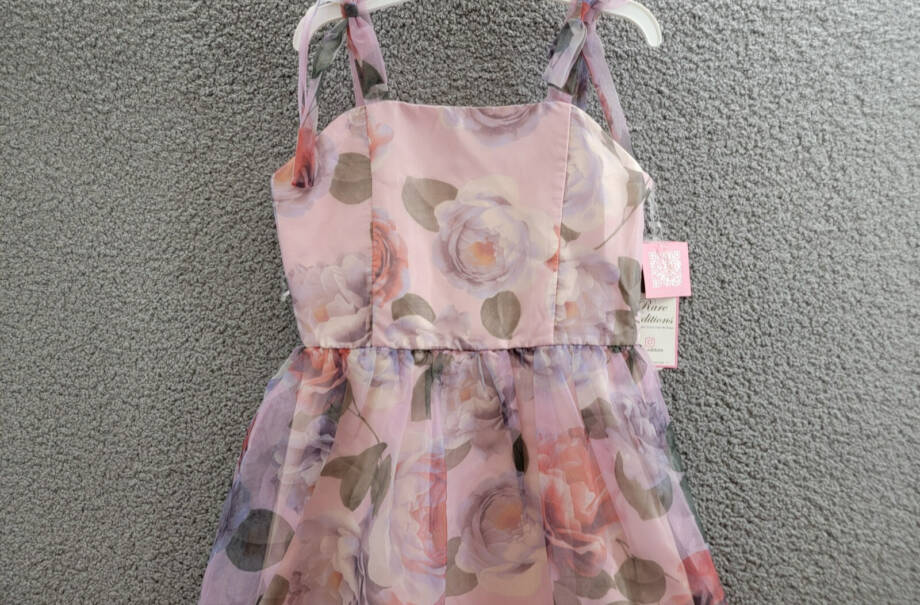 Rare Editions Floral-Print Organza Maxi Dress Big Girls' 16 Lavender Back Zip