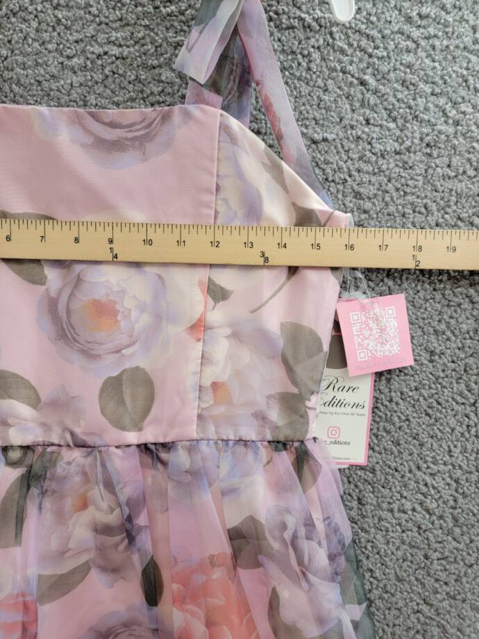 Rare Editions Floral-Print Organza Maxi Dress Big Girls' 16 Lavender Back Zip
