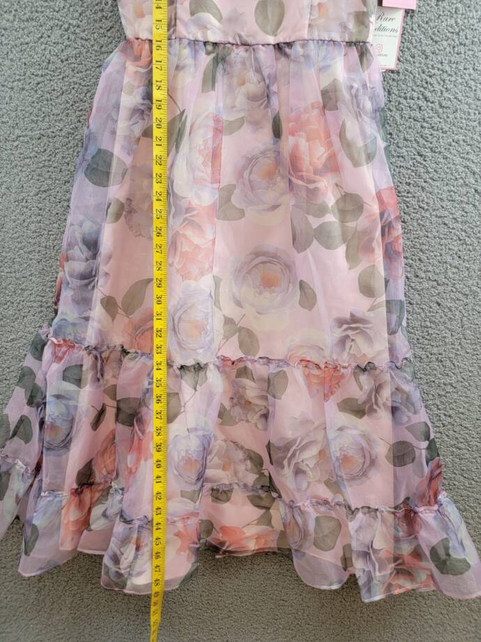 Rare Editions Floral-Print Organza Maxi Dress Big Girls' 16 Lavender Back Zip