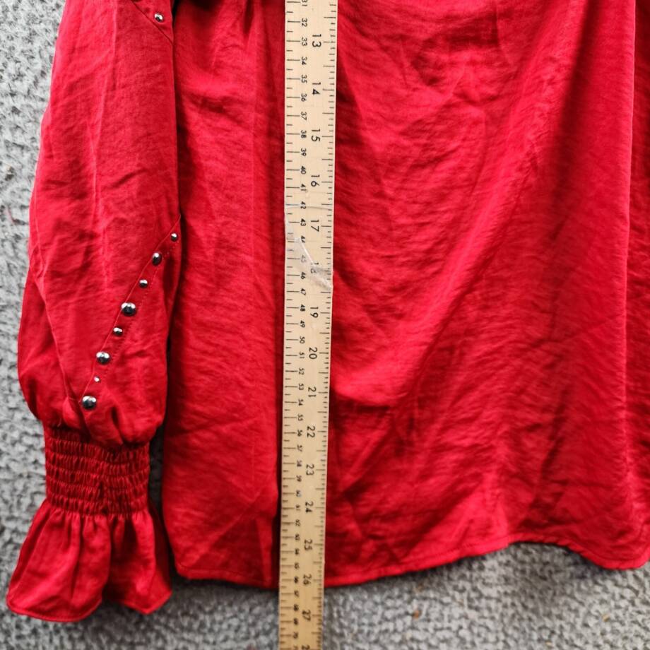 Vince Camuto Embroidered V-Neck Long Sleeve Blouse Women's S Ultra Red Pullover
