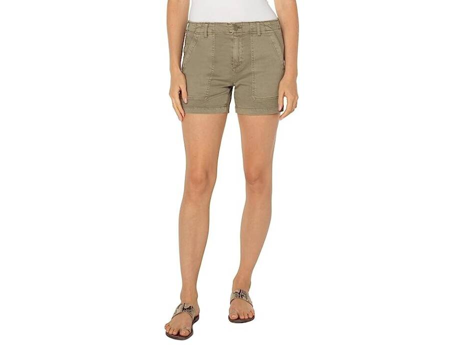 Liverpool Los Angeles Mid Rise Utility Shorts Women's 14/32 Pewter Green Pockets