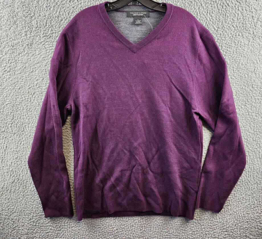 The Men's Store Merino Wool Blend Sweater Men's L Mulberry/Charcoal Pullover L/S