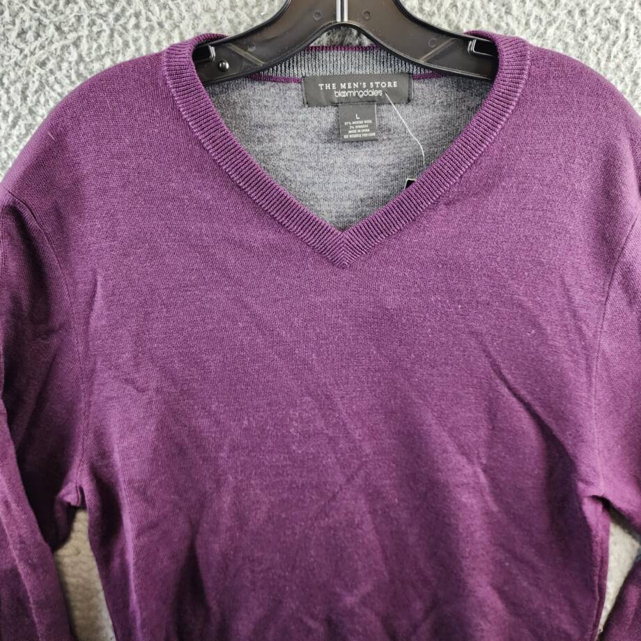 The Men's Store Merino Wool Blend Sweater Men's L Mulberry/Charcoal Pullover L/S