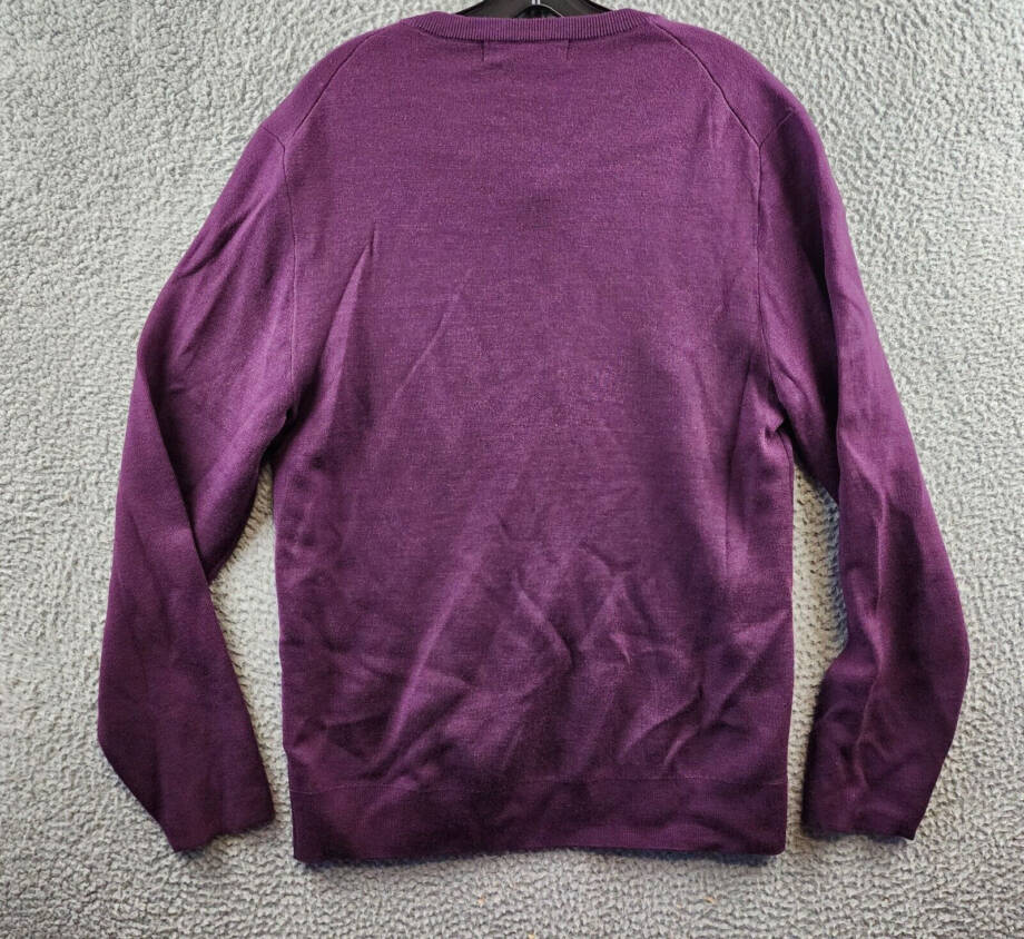 The Men's Store Merino Wool Blend Sweater Men's L Mulberry/Charcoal Pullover L/S