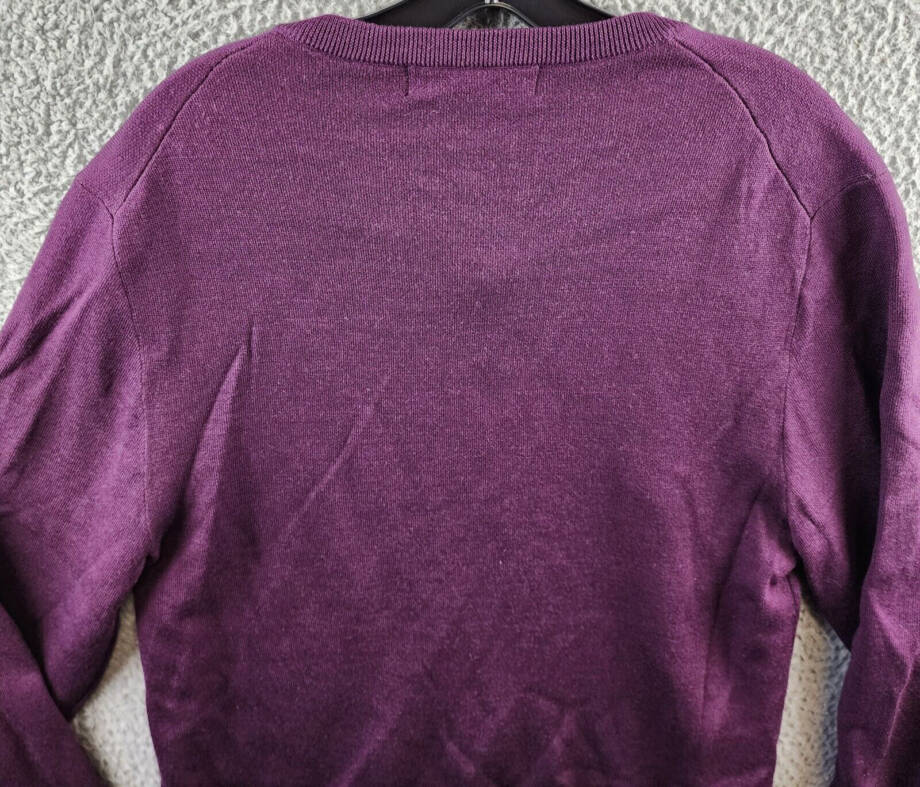 The Men's Store Merino Wool Blend Sweater Men's L Mulberry/Charcoal Pullover L/S