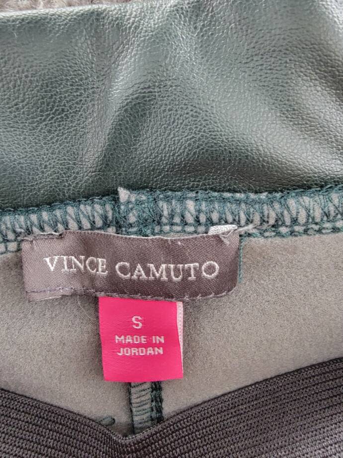 Vince Camuto Pleather Stretch Pants Women's S Dark Willow Elastic Waist