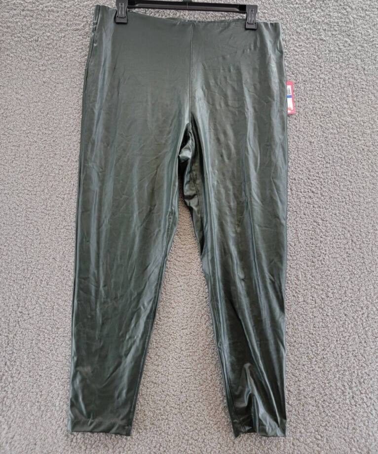 Vince Camuto Pleather Stretch Pants Women's XL Dark Willow Elastic Waist