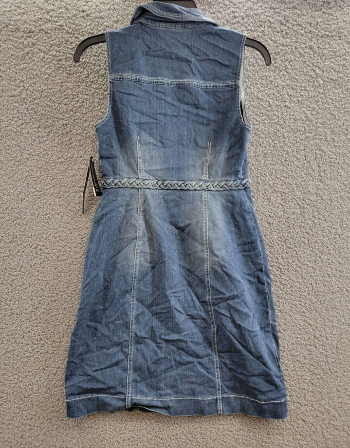INC International Concepts Petites Denim Braided Casual Dress Women's 0P Indigo