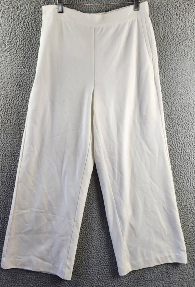 Vince Camuto Wide Leg Pull-On Style Pants Women's M White Elasticized Waistband~