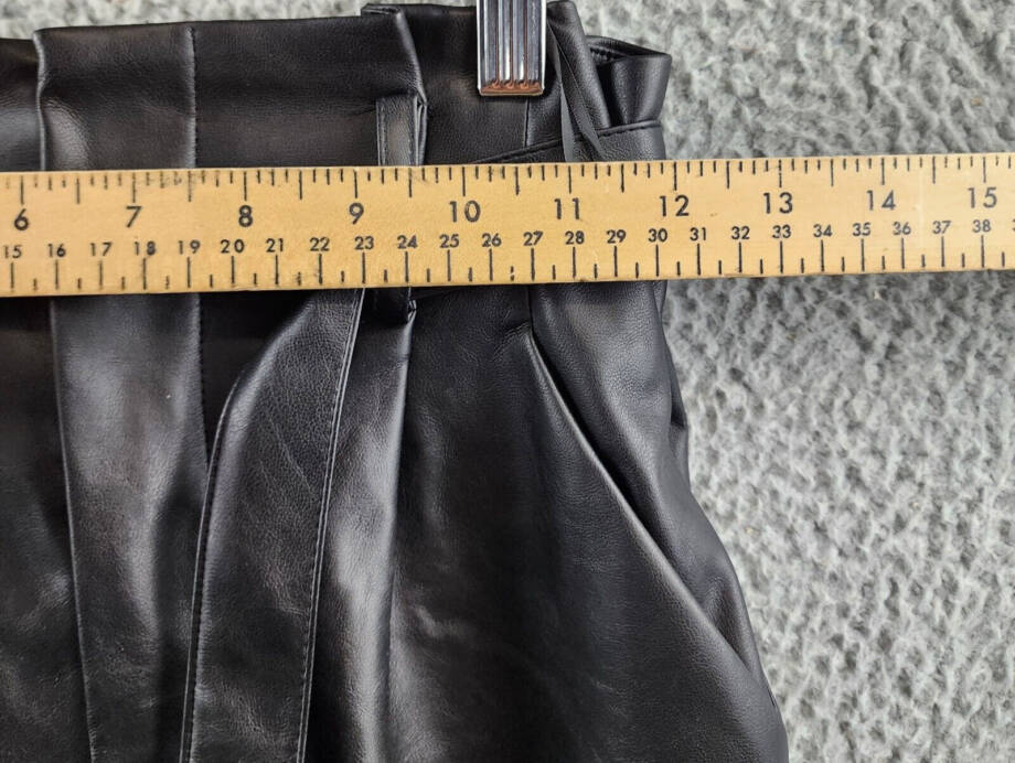 Lucy Paris Faux Leather Paperbag-Waist Pants Womens XS Black Pleated Zip Closure