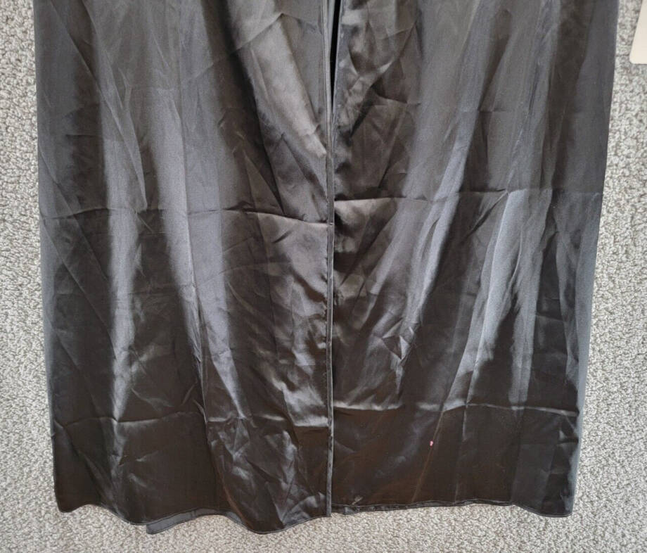 Flora by Flora Nikrooz Stella Satin Venise Trim Robe Womens S/M Black Collarless