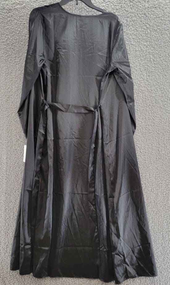 Flora by Flora Nikrooz Stella Satin Venise Trim Robe Womens S/M Black Collarless