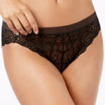 DKNY Superior Lace Mesh-Waist Bikini Underwear Women's M Black Elastic Waist