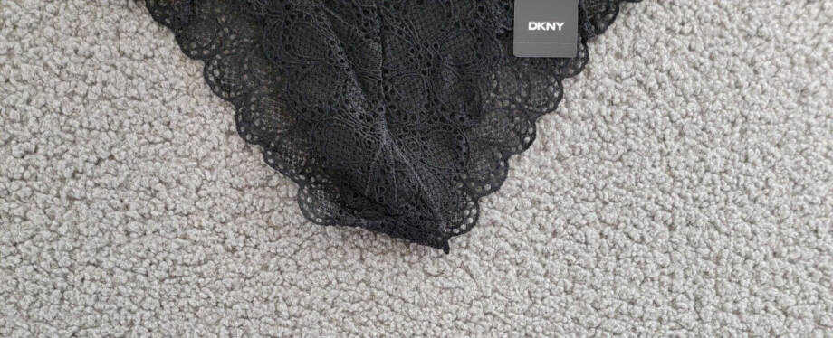 DKNY Superior Lace Mesh-Waist Bikini Underwear Women's M Black Elastic Waist