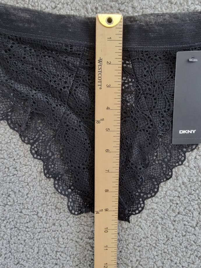 DKNY Superior Lace Mesh-Waist Bikini Underwear Women's M Black Elastic Waist