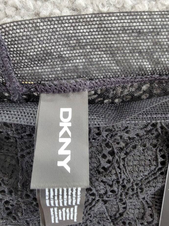 DKNY Superior Lace Mesh-Waist Bikini Underwear Women's M Black Elastic Waist