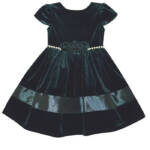 Blueberi Boulevard Pearl Rosette Flare Dress Baby Girls 3-6Mos Hunter Green S/S