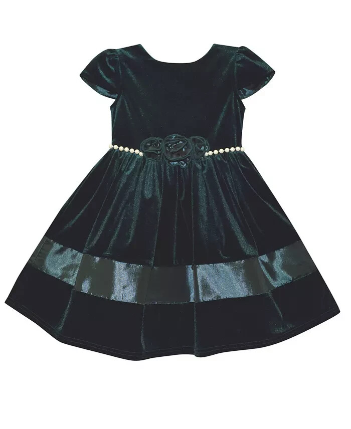 Blueberi Boulevard Pearl Rosette Flare Dress Baby Girls 3-6Mos Hunter Green S/S