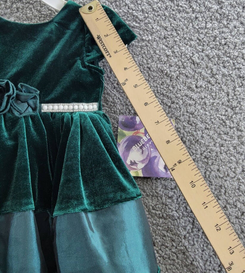 Blueberi Boulevard Pearl Rosette Flare Dress Baby Girls 3-6Mos Hunter Green S/S