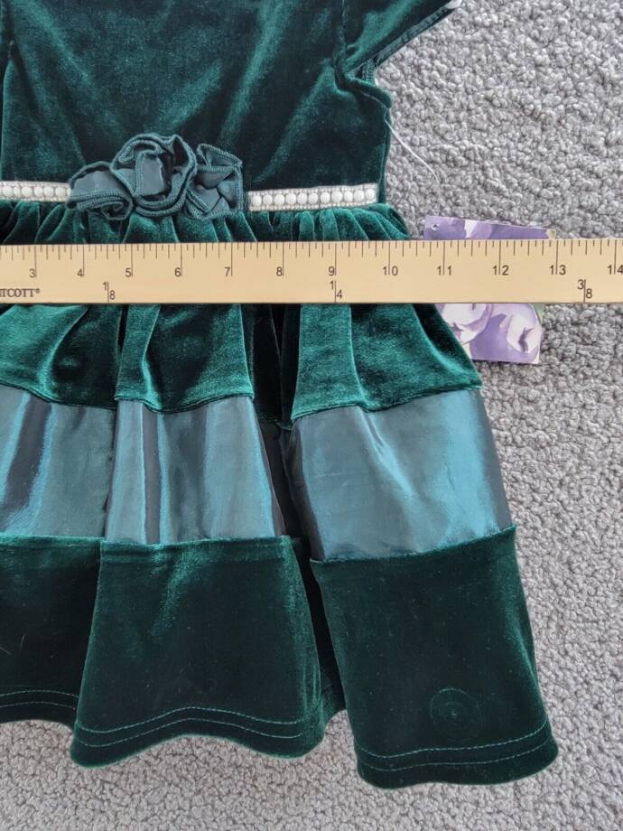 Blueberi Boulevard Pearl Rosette Flare Dress Baby Girls 3-6Mos Hunter Green S/S
