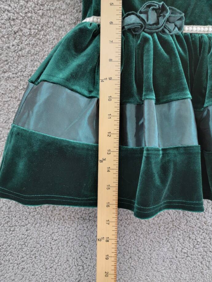 Blueberi Boulevard Pearl Rosette Flare Dress Baby Girls 3-6Mos Hunter Green S/S
