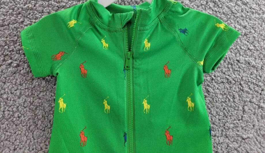 Ralph Lauren Performance Rash Guard Shortall Baby Boys 3-6M Preppy Green Logo