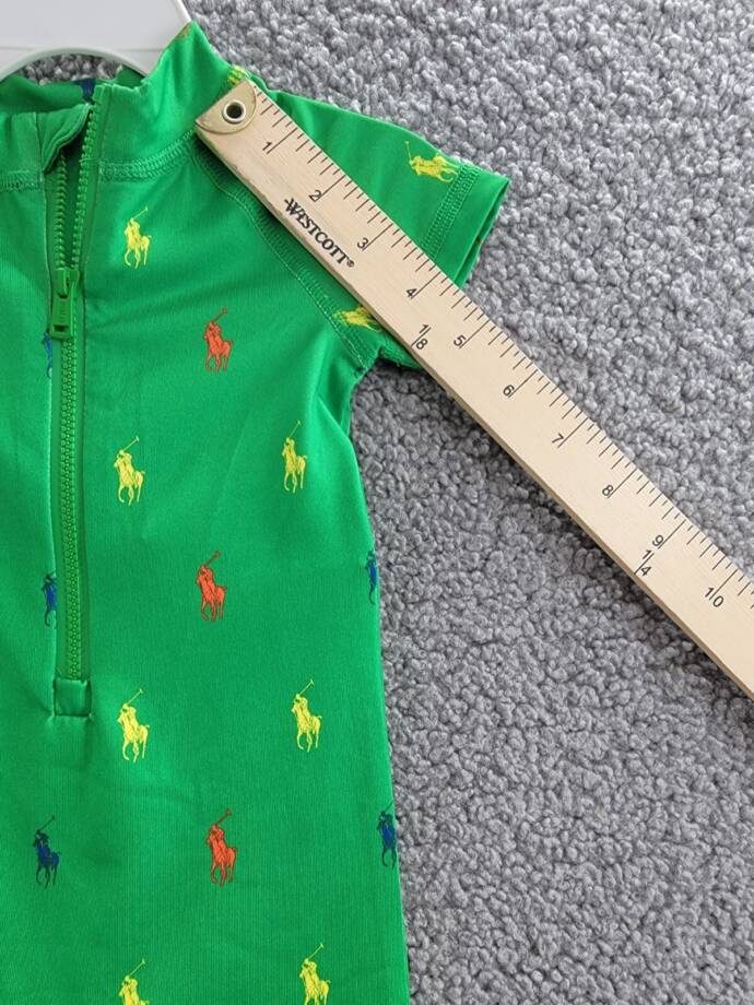 Ralph Lauren Performance Rash Guard Shortall Baby Boys 3-6M Preppy Green Logo