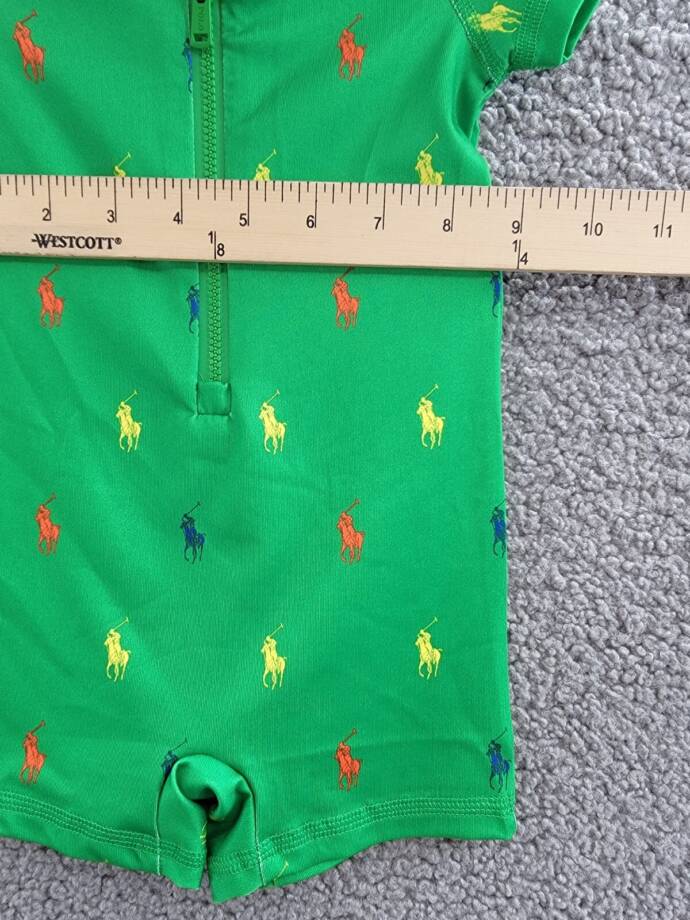 Ralph Lauren Performance Rash Guard Shortall Baby Boys 3-6M Preppy Green Logo