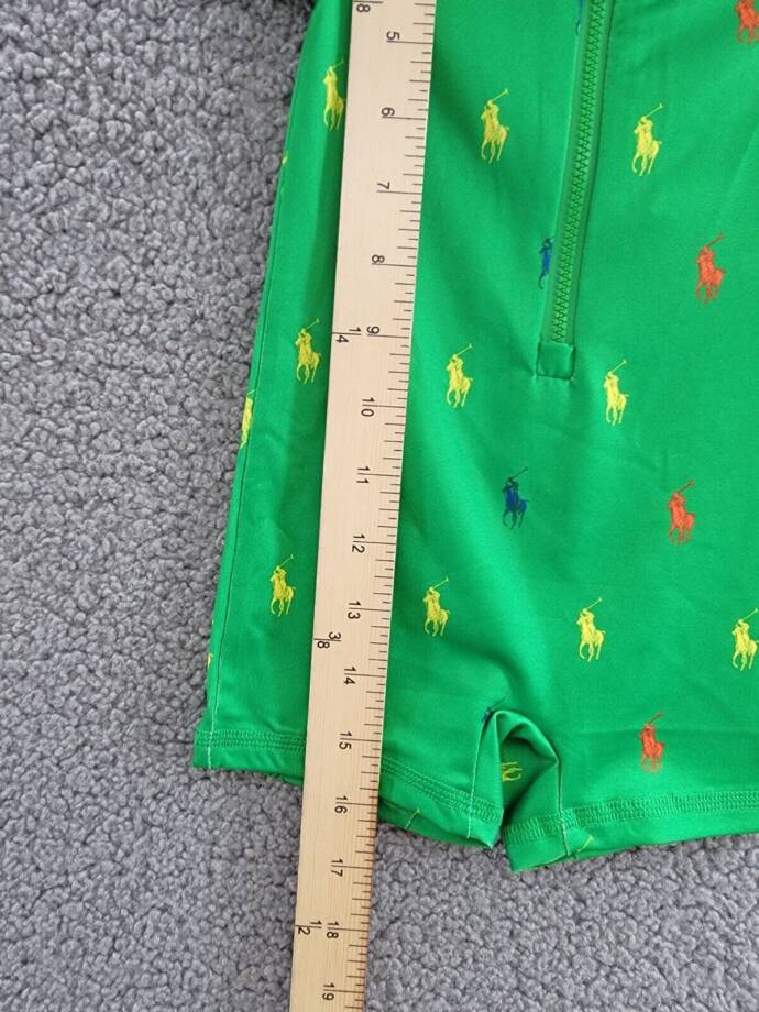 Ralph Lauren Performance Rash Guard Shortall Baby Boys 3-6M Preppy Green Logo