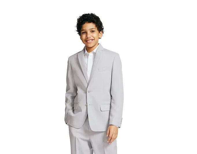 Nautica Big Boys Pindot Suit Jacket Boys 16 Light Gray Button Front Long Sleeve