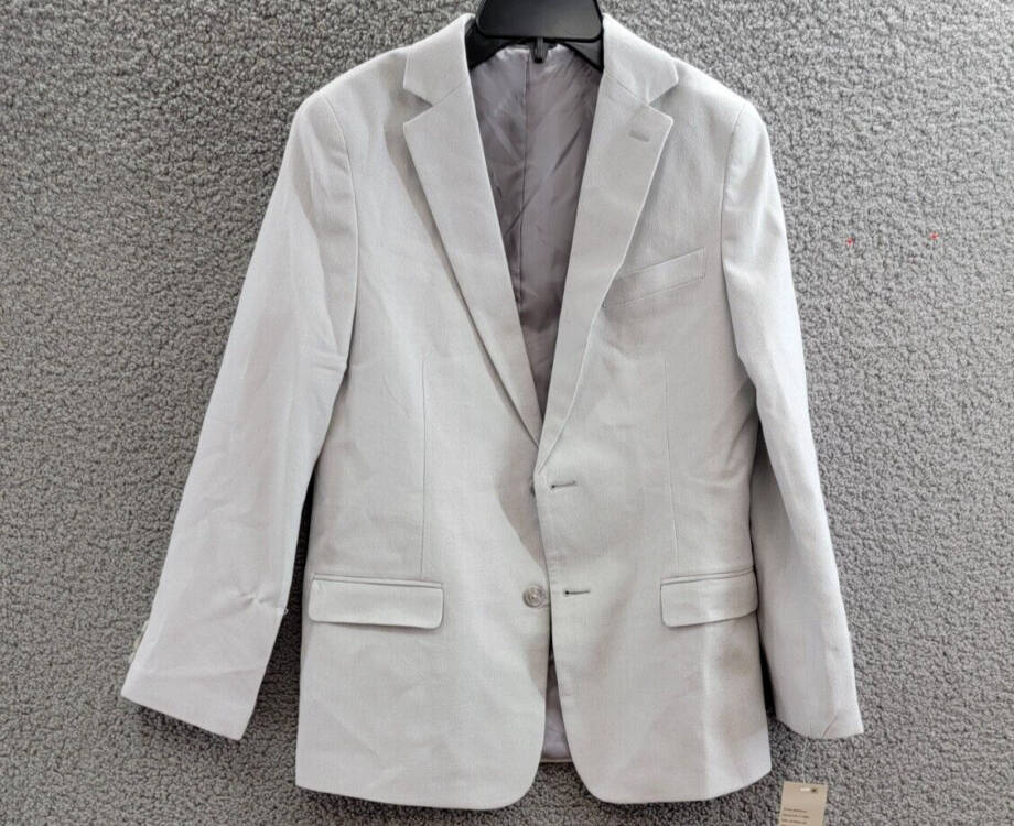 Nautica Big Boys Pindot Suit Jacket Boys 16 Light Gray Button Front Long Sleeve