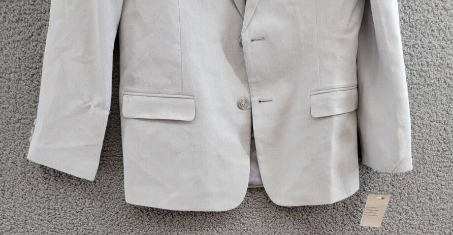Nautica Big Boys Pindot Suit Jacket Boys 16 Light Gray Button Front Long Sleeve