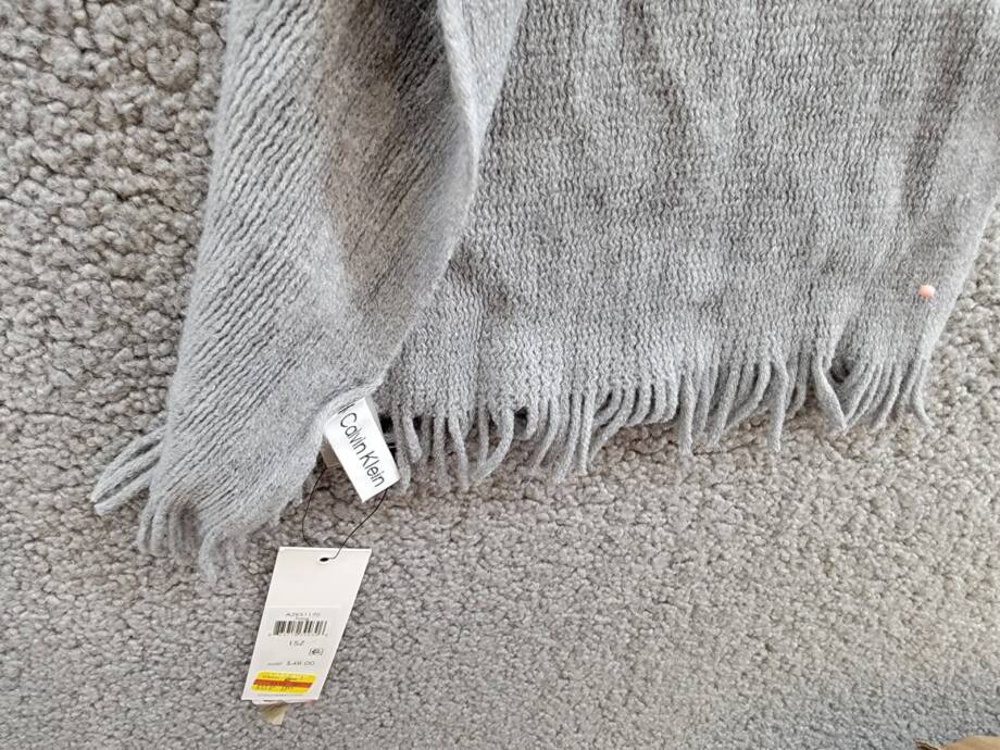 Calvin Klein Supersoft Wrap Scarf with Logo Tab Women's One Size Heather Gray