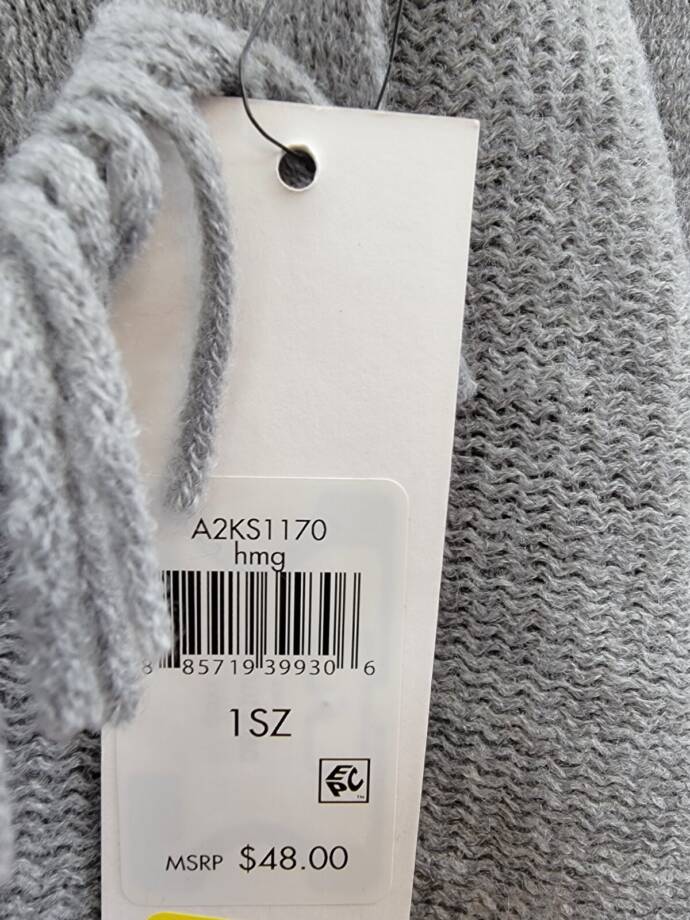 Calvin Klein Supersoft Wrap Scarf with Logo Tab Women's One Size Heather Gray