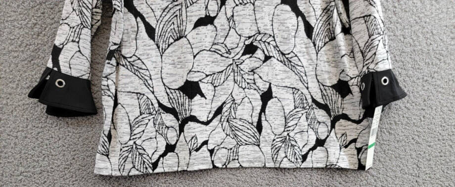 Alfred Dunner Petite World Traveler Floral Jacquard Bordered Top Womens PL Multi