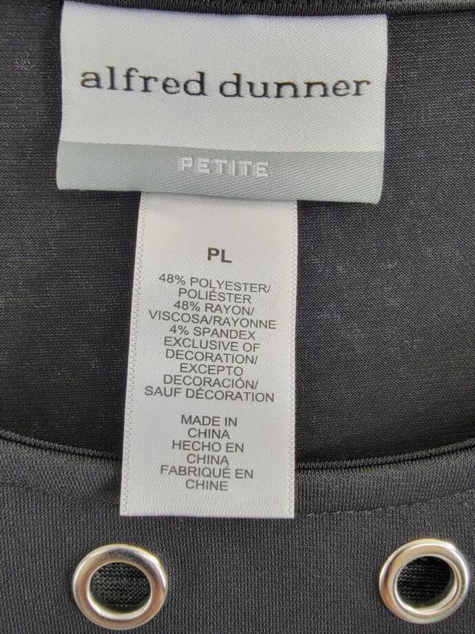 Alfred Dunner Petite World Traveler Floral Jacquard Bordered Top Womens PL Multi