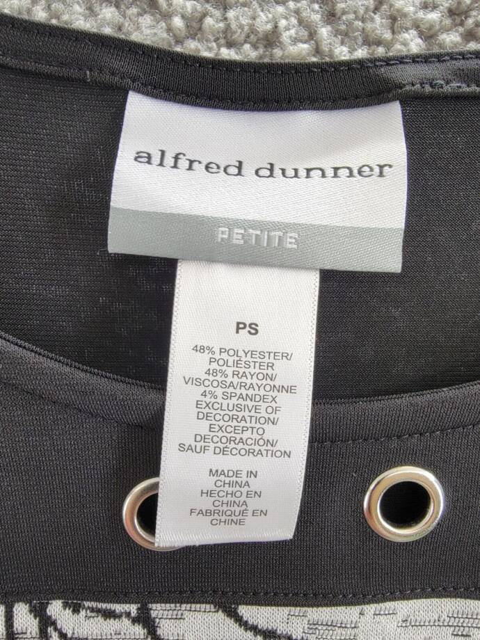 Alfred Dunner Petite World Traveler Floral Jacquard Bordered Top Womens PS Multi