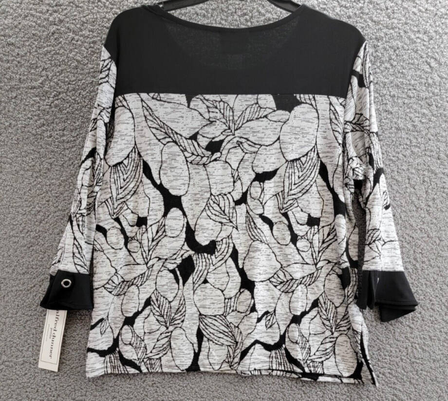 Alfred Dunner Petite World Traveler Floral Jacquard Bordered Top Womens PS Multi