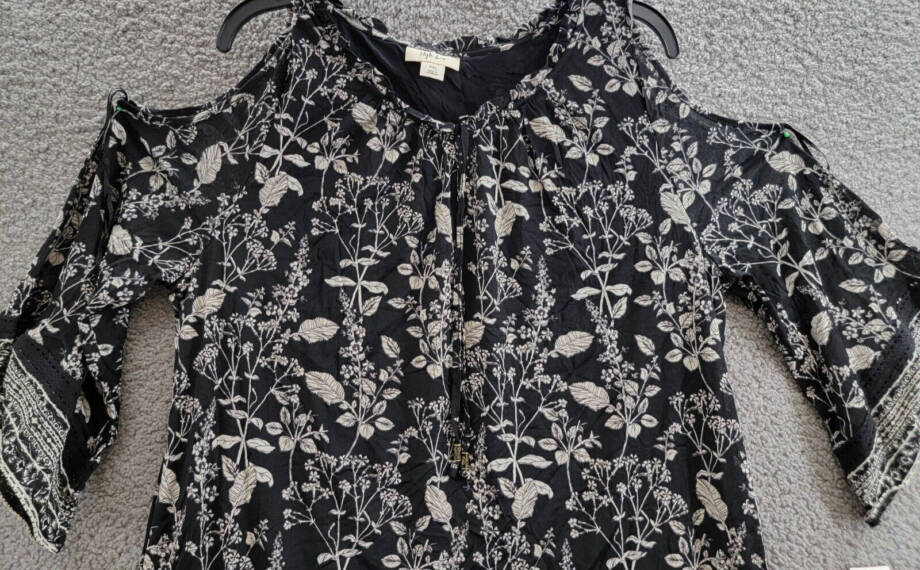 Style & Co Cold Shoulder Peasant Dress Women's XXL Nocturnal Black 3/4 Sleeve