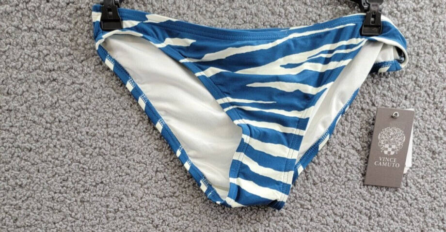 Vince Camuto Classic Bikini Bottoms Women's XS Azure/White Elastic Waist Pull On
