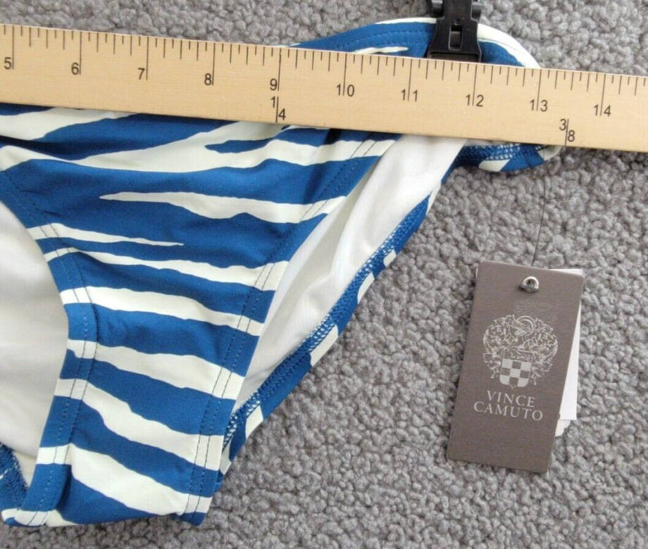 Vince Camuto Classic Bikini Bottoms Women's XS Azure/White Elastic Waist Pull On