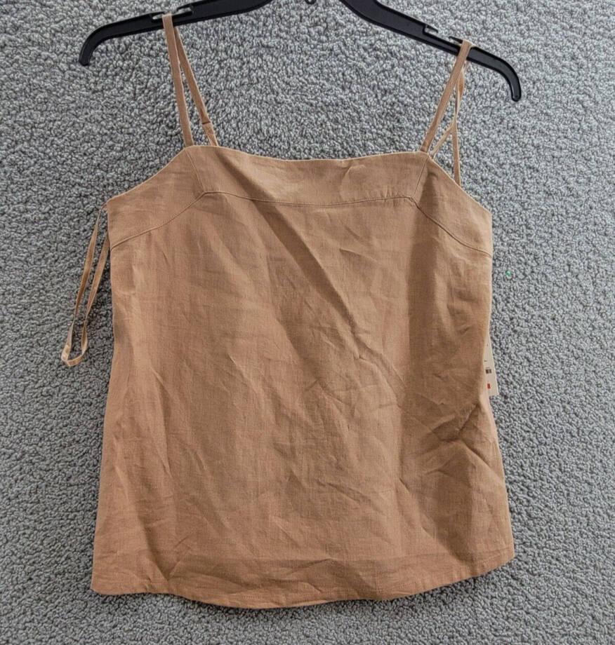 State of Day Sleeveless Linen Blend Pajama Top Women's S Natural Umber Pullover