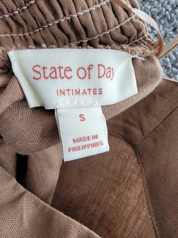 State of Day Sleeveless Linen Blend Pajama Top Women's S Natural Umber Pullover