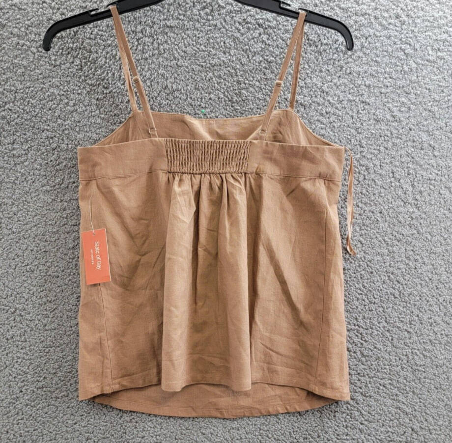 State of Day Sleeveless Linen Blend Pajama Top Women's S Natural Umber Pullover